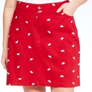 Woman Within Red Skort with White Pattern